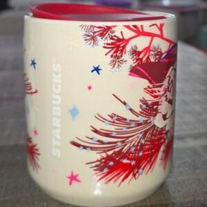 Starbucks 2023 Holiday Roses Pinecones Ceramic Tumbler 8oz With Lid